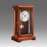 Mantel clock, Art.338/1 walnut wood, with white round dial - with Bim Bam melody on bells